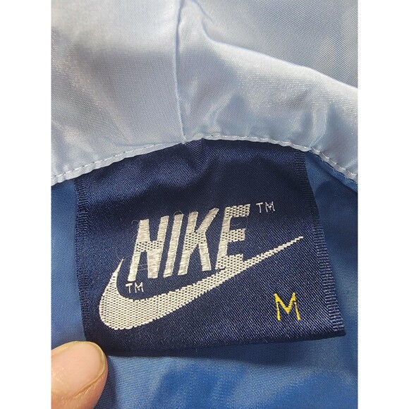 Vintage Nike Jacket Mens Medium Blue Hooded Half Zip Windbreaker Anorak 90s - Picture 2 of 16